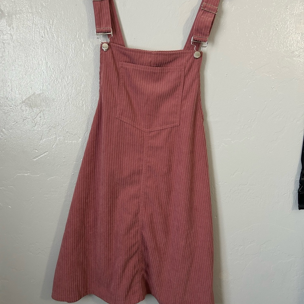 Chic Pink Corduroy Overall Dress